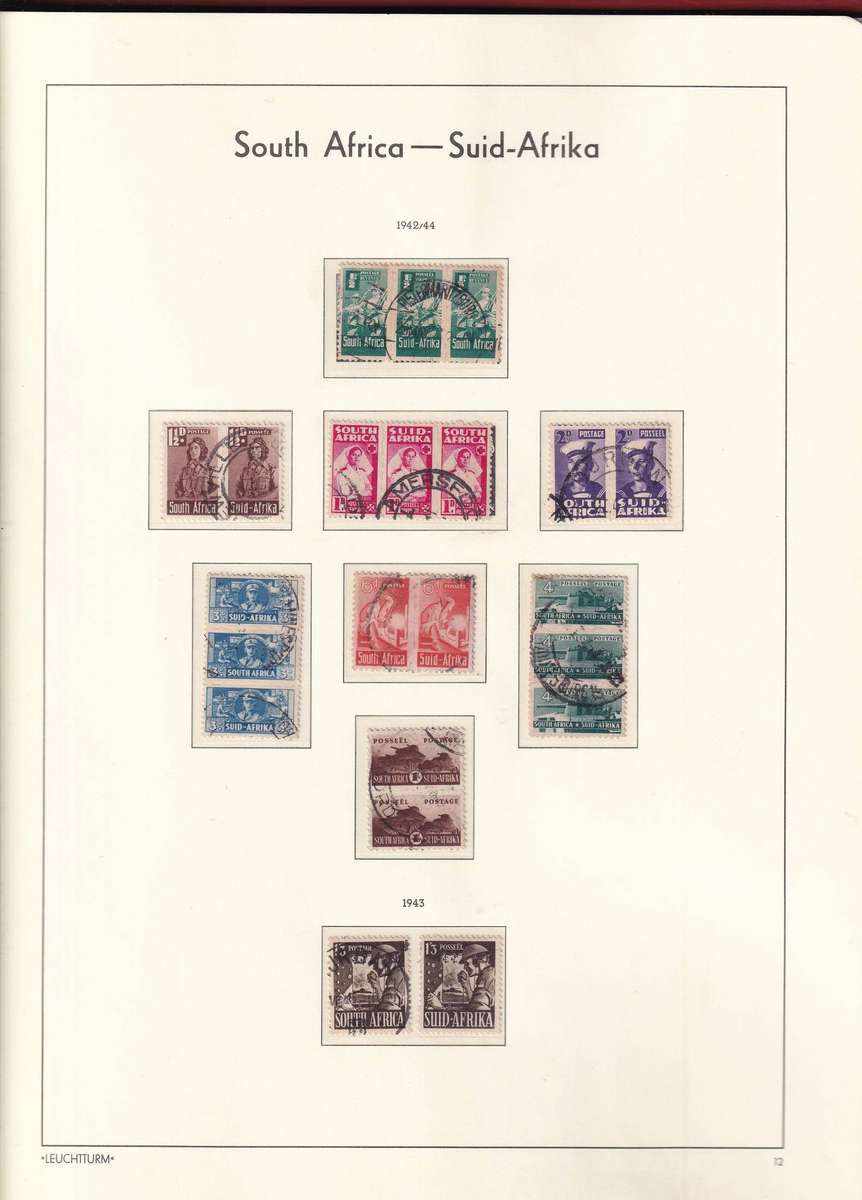 Lighthouse red pre printed stamp album Union of South Africa 1913-1961 with use and mint stamps