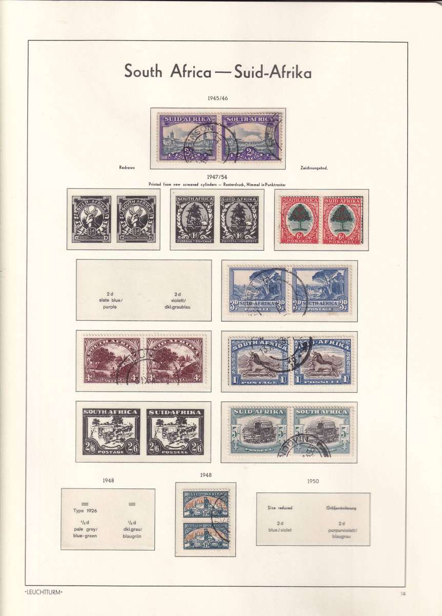 Lighthouse red pre printed stamp album Union of South Africa 1913-1961 with use and mint stamps