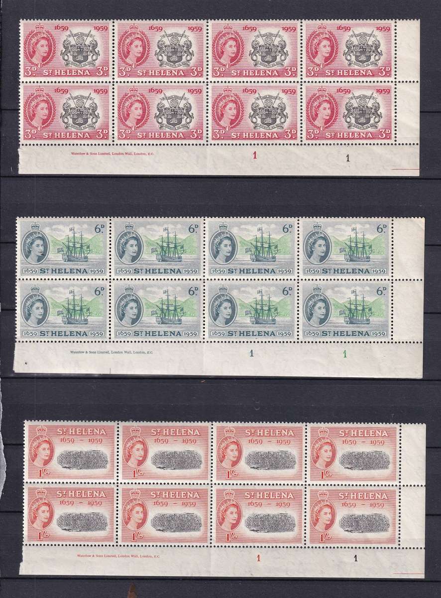 St Helena QE 1959 Centenary control Inscriptional B8 set , MNH          (SG 169-171)