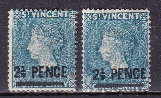 St Vincent 1883> QV lot (CA), M/H