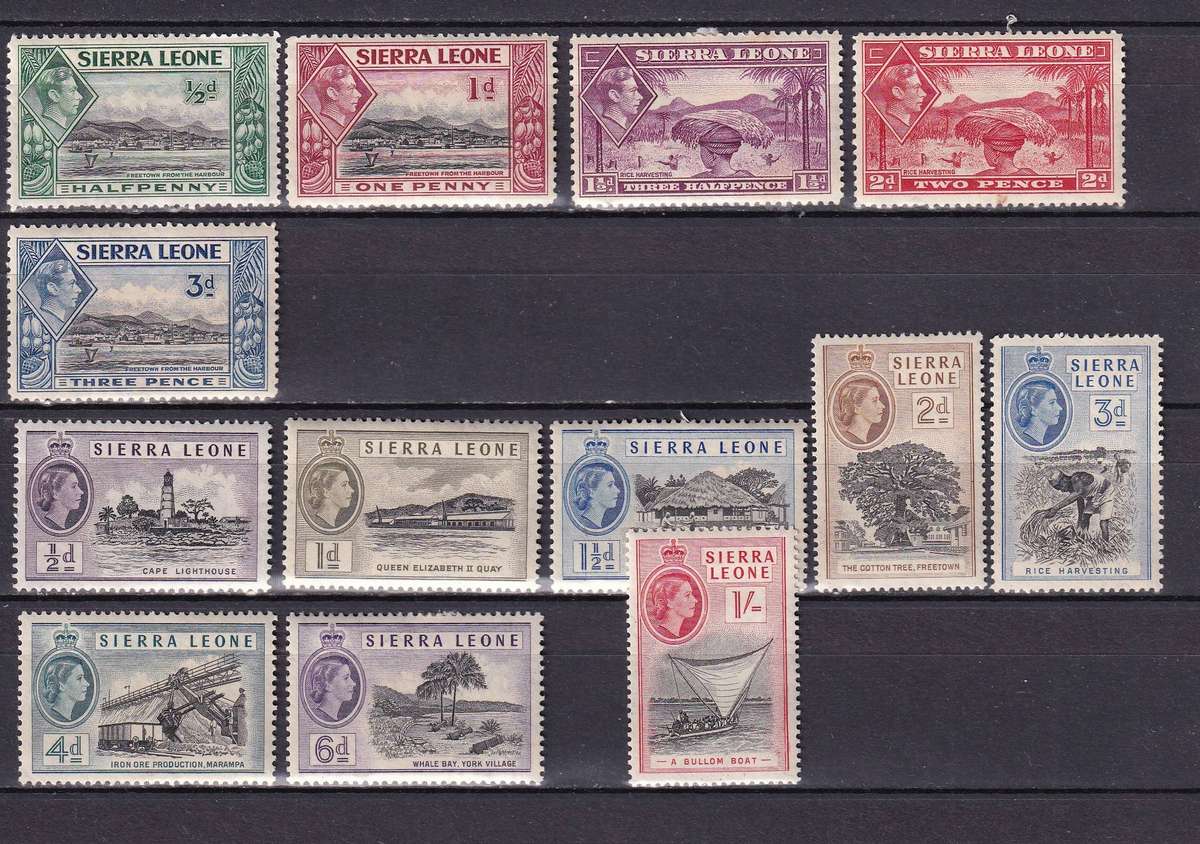 Sierra Leone 1938 KG VI  & 1956 QE part sets, M/H               (SG 188>)