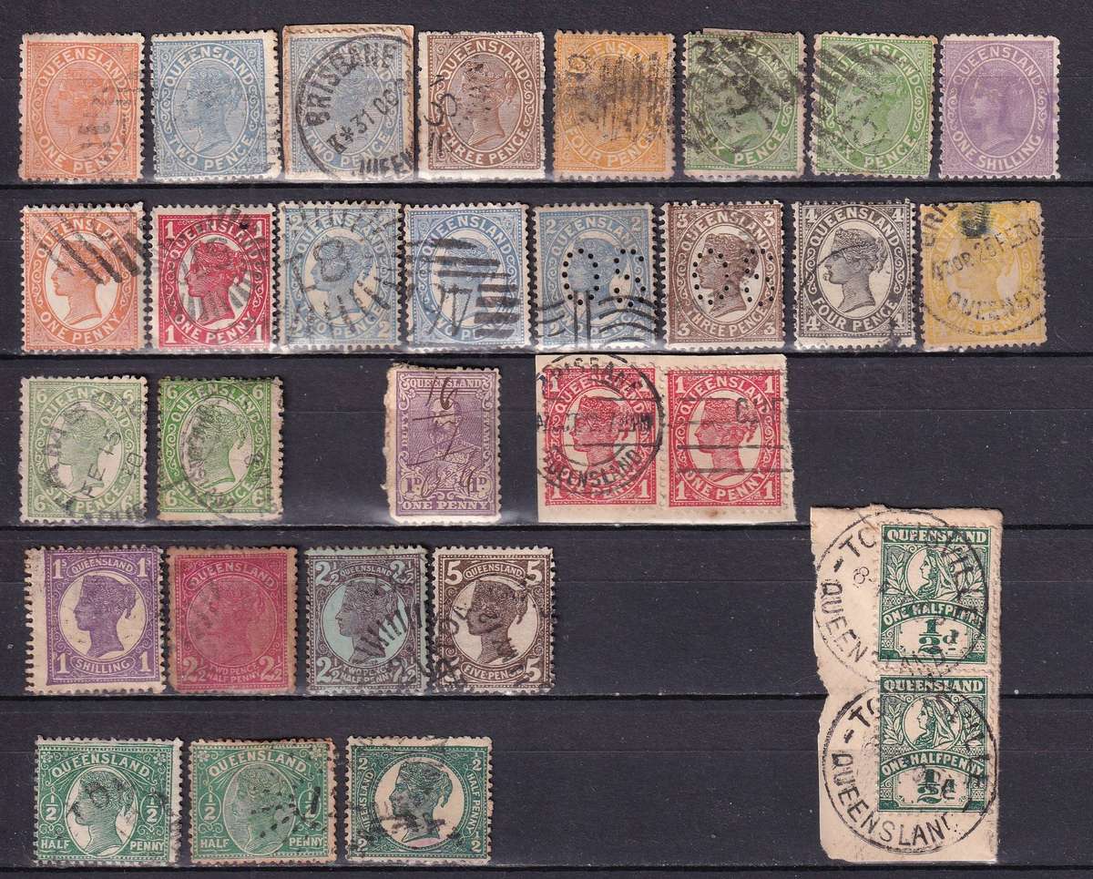 Australia states (Queensland) QV part sets, used        (2 x scans)