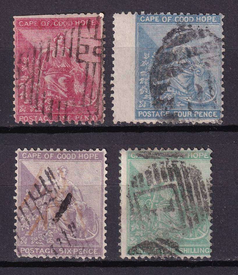 Cape of Good Hope 1864-77 complete set (CC) , used   (SACC 18-21, CV R1400)