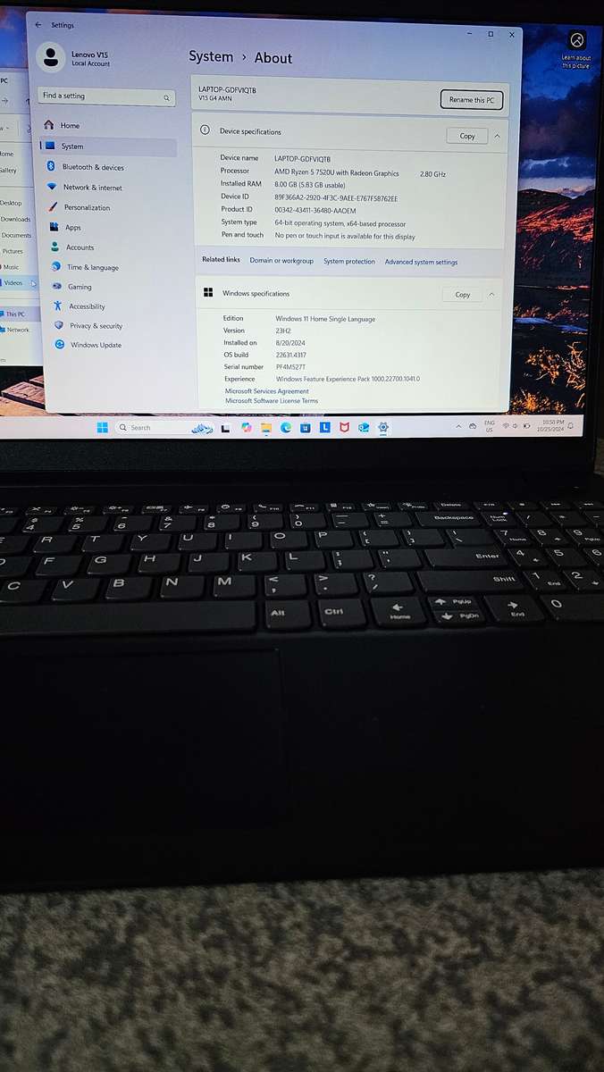 Lenovo V15 G4 AMN 15.6-inch FHD Laptop - AMD Ryzen 5 7520U 512GB SSD 8GB RAM Win 11 Home