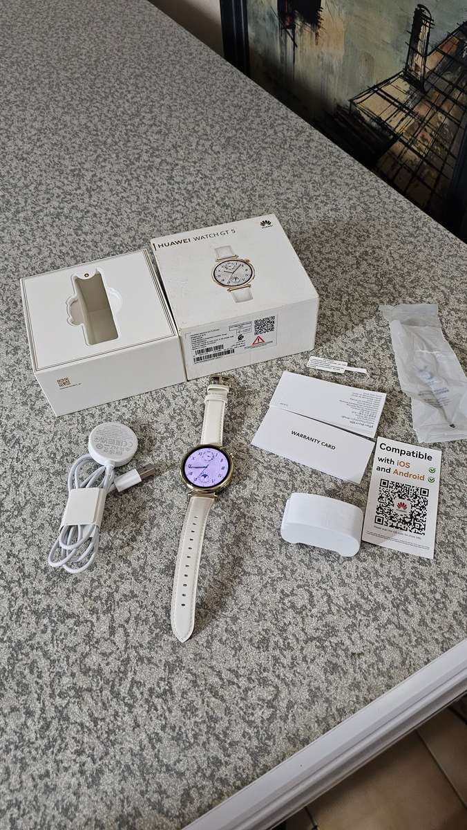 Huawei Watch GT 5 GPS 41mm, White Leather Strap