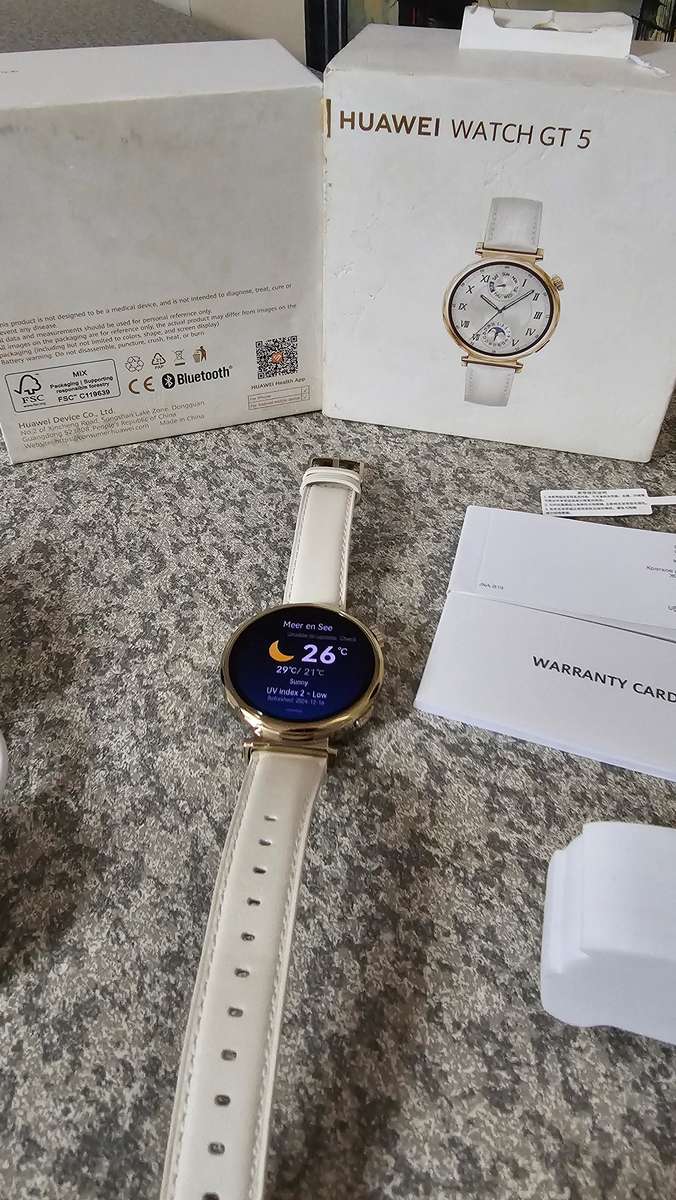 Huawei Watch GT 5 GPS 41mm, White Leather Strap