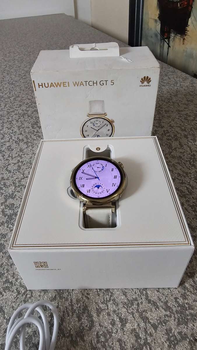 Huawei Watch GT 5 GPS 41mm, White Leather Strap