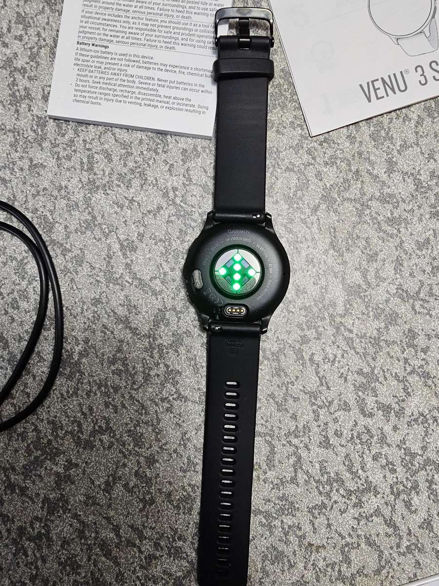 Garmin Venu 3 GPS Smart Watch 45mm Slate Stainless Steel Bezel with Black Case and Silicone Band