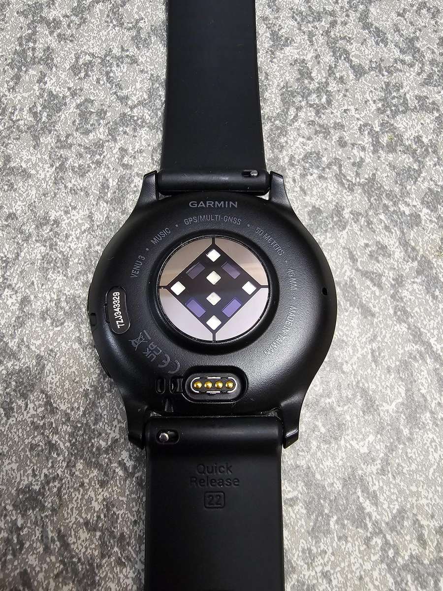 Garmin Venu 3 GPS Smart Watch 45mm Slate Stainless Steel Bezel with Black Case and Silicone Band