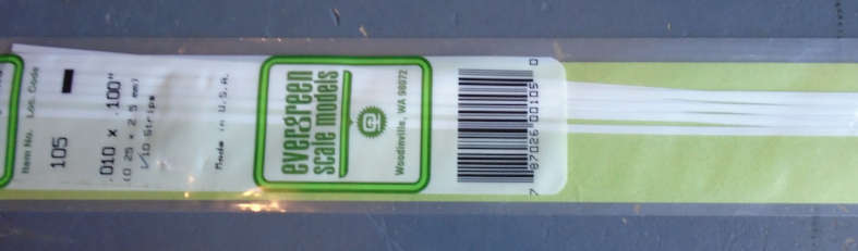 EVERGREEN - 10 X .25X2.5mm STRIPS, IN PKT X 350mm