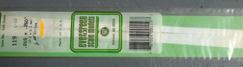 EVERGREEN - 6 X 0.4x6.3mm STRIPS, IN PKT X 350mm