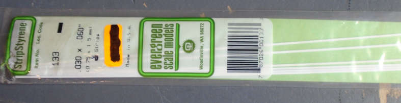 EVERGREEN - 12 X 0.75 x 1.5mm STRIPS, IN PKT X 350mm