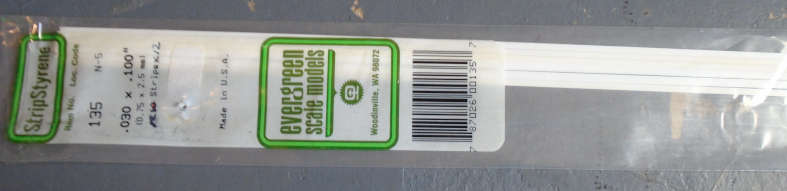 EVERGREEN - 12 X 0.75 x 2.5mm STRIPS, IN PKT X 350mm