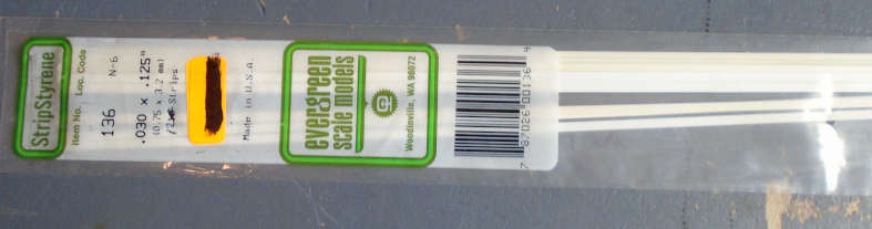 EVERGREEN - 12 X 0.75 x 3.2mm STRIPS, IN PKT X 350mm