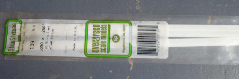 EVERGREEN - 5 X 0.75 x 6.3mm STRIPS, IN PKT X 350mm