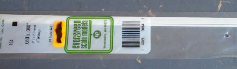 EVERGREEN - 5 X 2X2mm STRIPS, IN PKT X 350mm