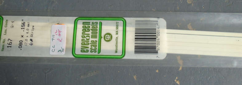 EVERGREEN - 6 X 2X4mm STRIPS, IN PKT X 350mm