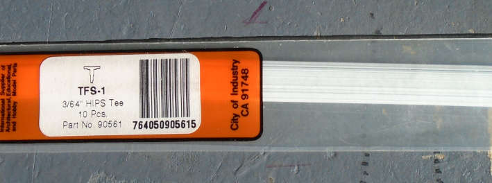 PLASTRUCT - 10 X 3/64" TEE, IN PKT, L-250mm