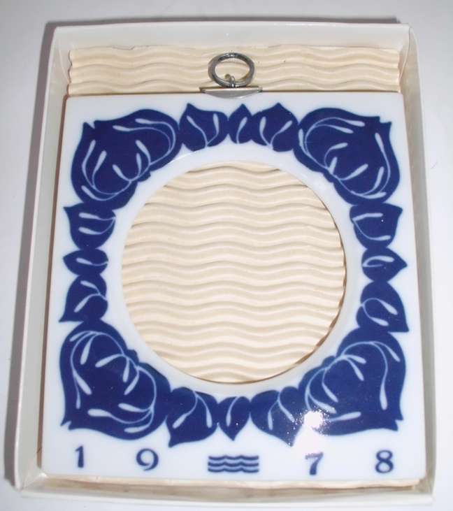 DANISH PORCELAIN PICTURE FRAMES  with backing mounts and glass  , set of 3