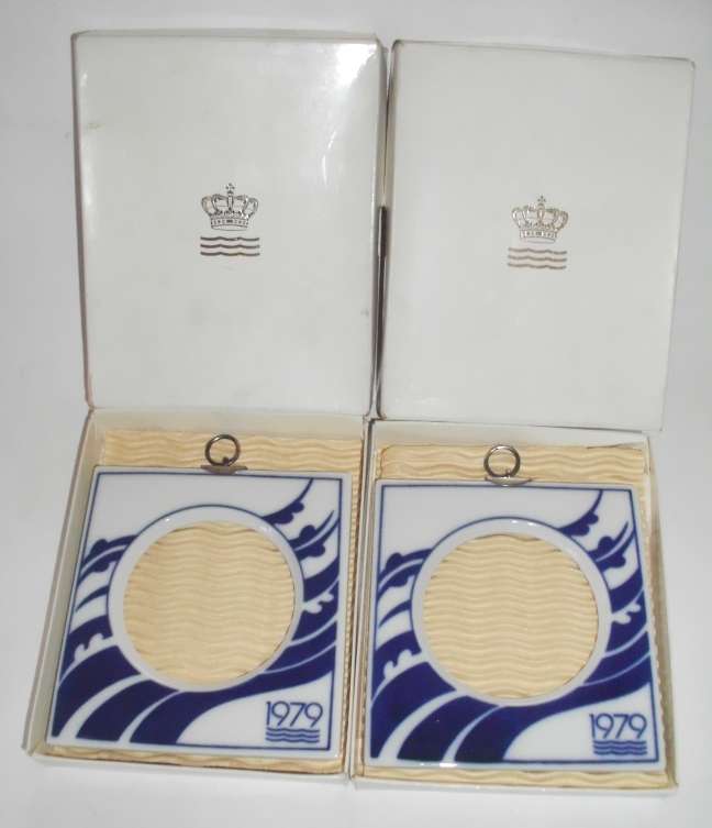DANISH PORCELAIN PICTURE FRAMES  with backing mounts and glass  , set of 2