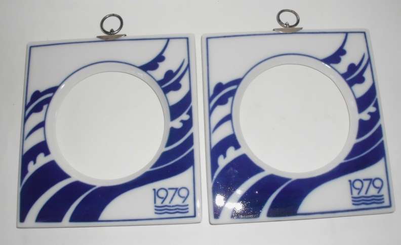DANISH PORCELAIN PICTURE FRAMES  with backing mounts and glass  , set of 2
