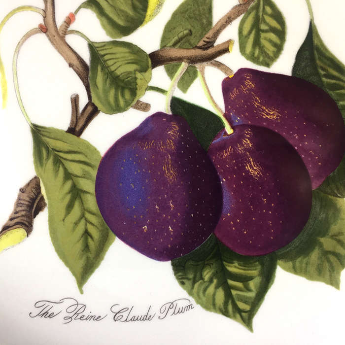 PORT MEIRON POMONA  DINNER PLATE ' THE REINE CLAUDE  PLUM '  heavy , deep sided plate