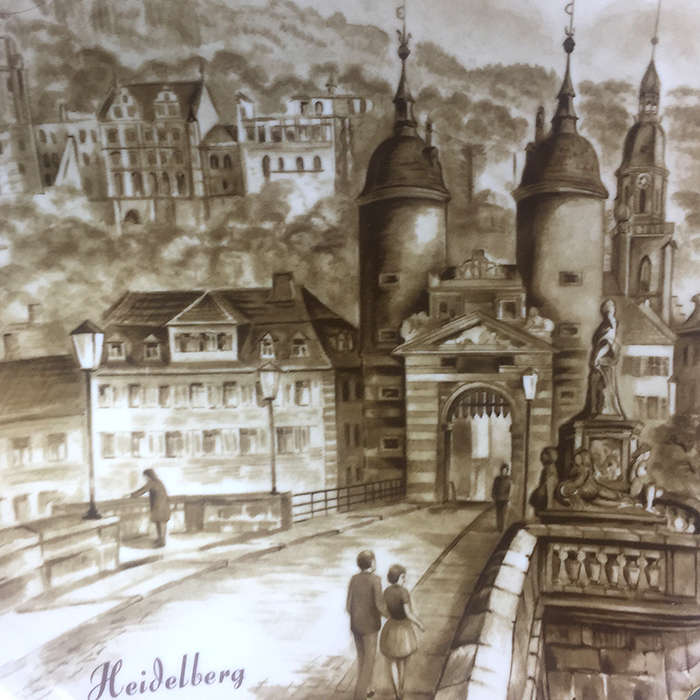 KAISER W. GERMANY CABINET / DISPLAY PLATE  ' Alte Bru"cke u Schloss '    24 cm. / 9 1 / 2 ins. dia.