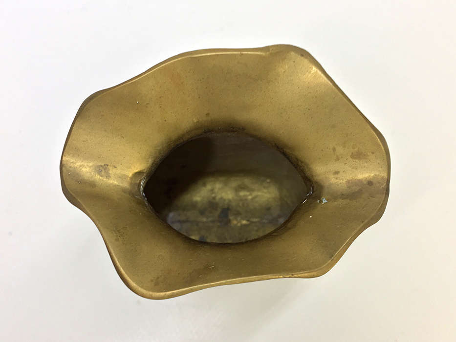SOLID BRASS, HEAVY BASE  FLARED, WAVY RIM VASE