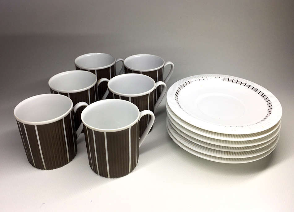 ARZBERG . CARAMEL BROWN & WHITE ,  ESPRESSO DUOS , set of six