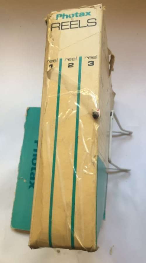 8 mm. PHOTAX FILM REELS , 180 mm. / 7 ins. diam. 3 reels in sleeves, in original packaging box