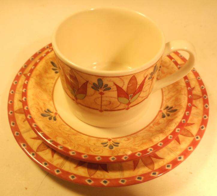 JOHNSON BROS. ENGLISH PORCELAIN TEA TRIOS ' PAPYRUS ' deco design - 7 trios available