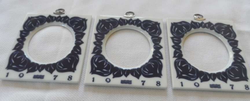DANISH PORCELAIN PICTURE FRAMES  with backing mounts and glass  , set of 3