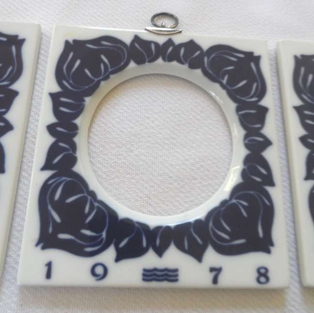 DANISH PORCELAIN PICTURE FRAMES  with backing mounts and glass  , set of 3