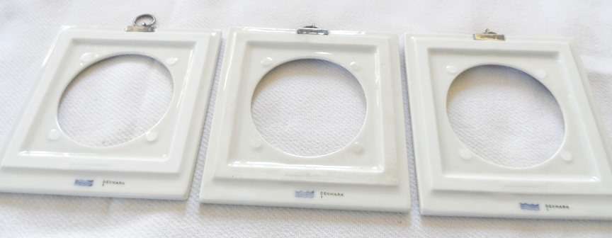 DANISH PORCELAIN PICTURE FRAMES  with backing mounts and glass  , set of 3