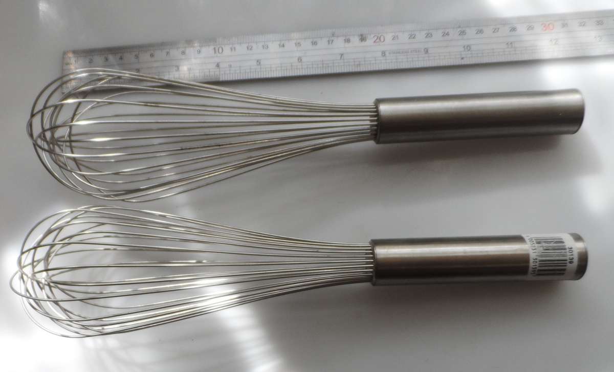 BALOON WHISKS  STAINLESS STEEL  1 PAIR, INDUSTRIAL / CATERING QUALITY   as new