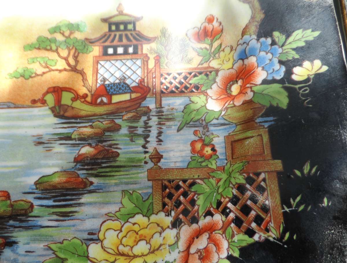 JAPANESE PLATES,  VINTAGE MATCHED PAIR OF SQUARE  DISPLAY PLATES  made in England