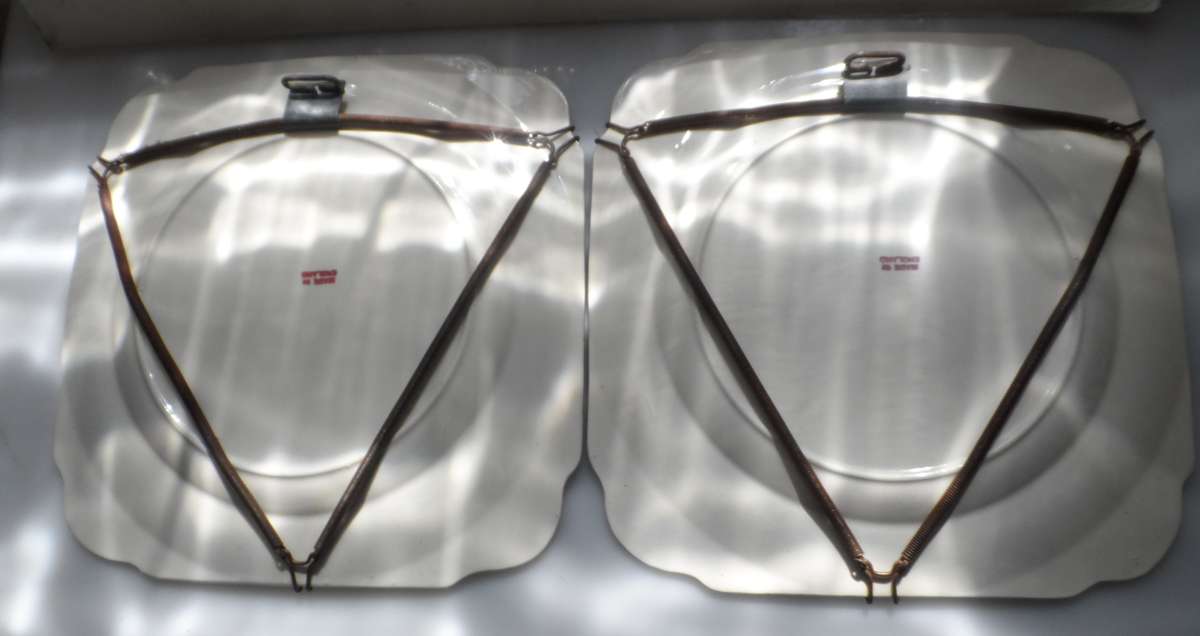JAPANESE PLATES,  VINTAGE MATCHED PAIR OF SQUARE  DISPLAY PLATES  made in England