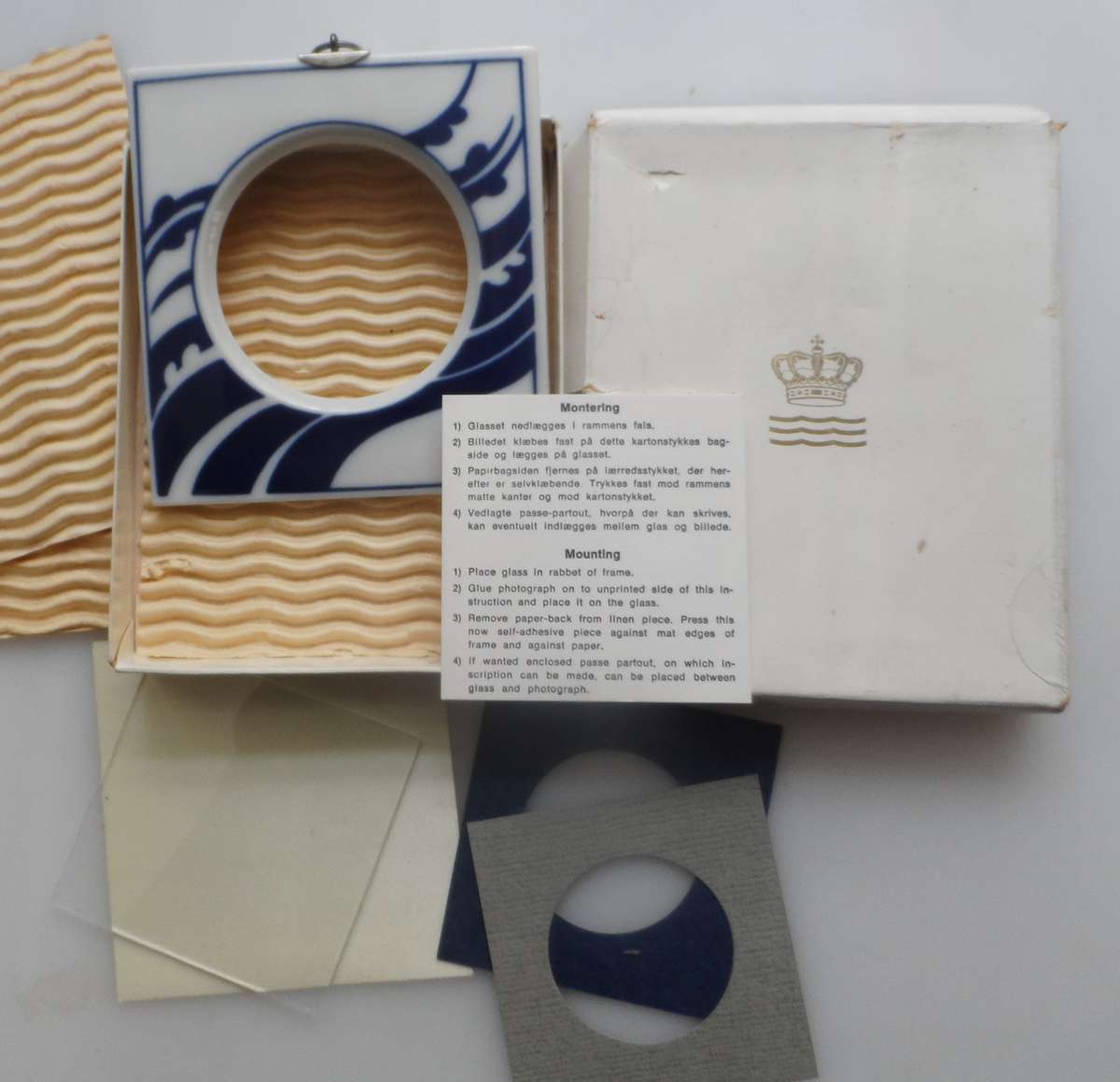 DANISH PORCELAIN PICTURE FRAMES  with backing mounts and glass  , set of 2