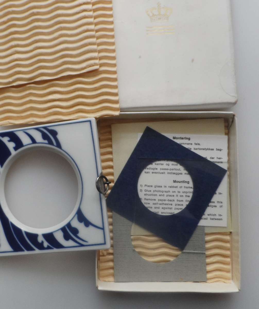 DANISH PORCELAIN PICTURE FRAMES  with backing mounts and glass  , set of 2