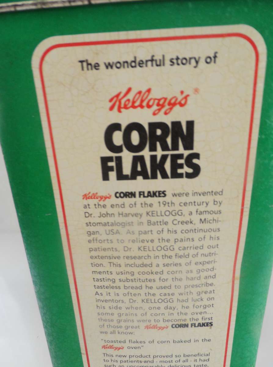 VINTAGE COLLECTIBLE , KELLOG,S TOASTED CORN FLAKES ,  LIDDED STORAGE TIN