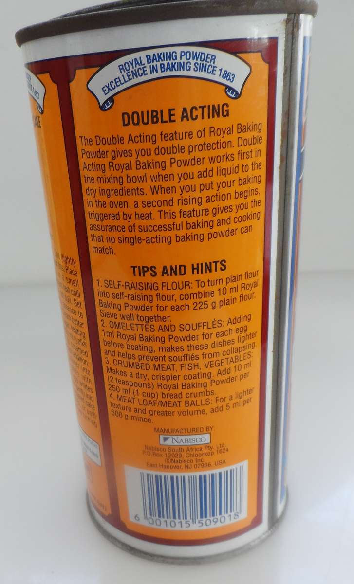 VINTAGE COLLECTIBLE , NABISCO, ROYAL BAKING POWDER  STORAGE TIN ( 500grm. ).