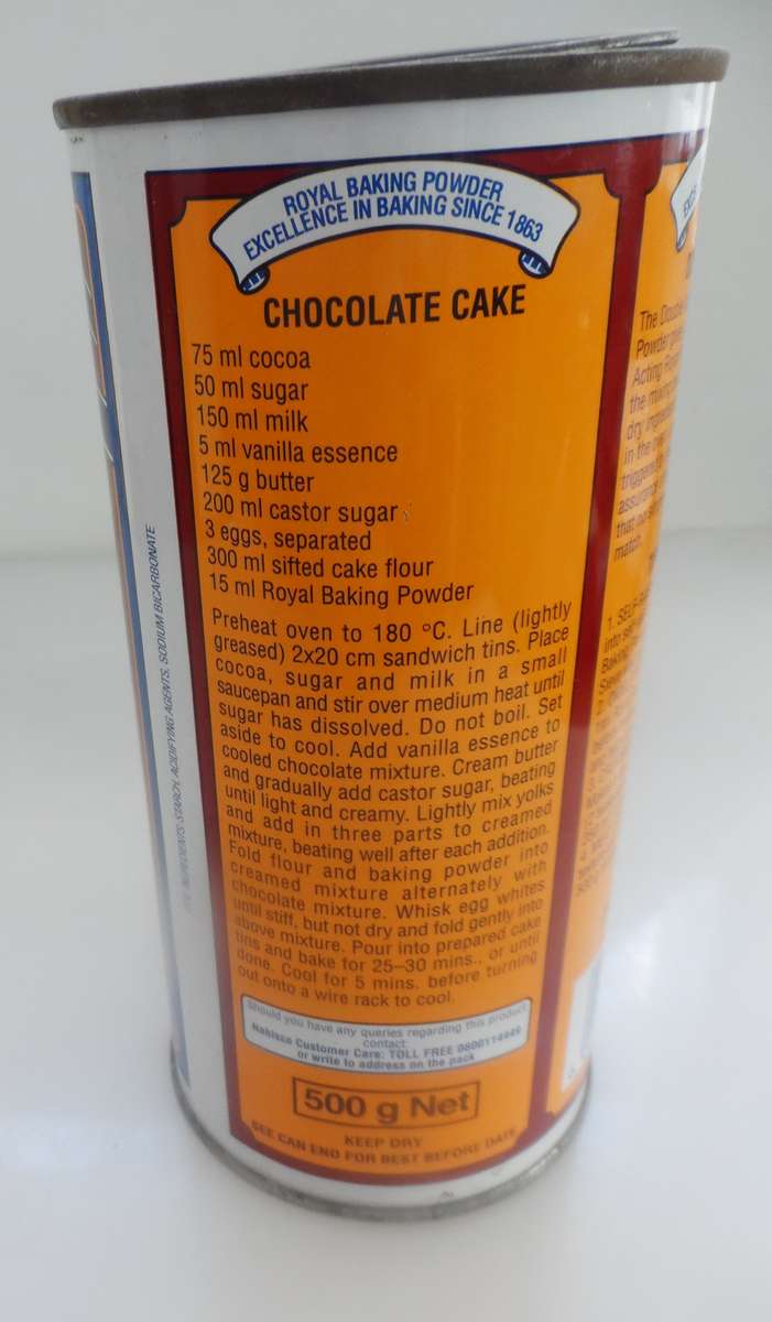 VINTAGE COLLECTIBLE , NABISCO, ROYAL BAKING POWDER  STORAGE TIN ( 500grm. ).