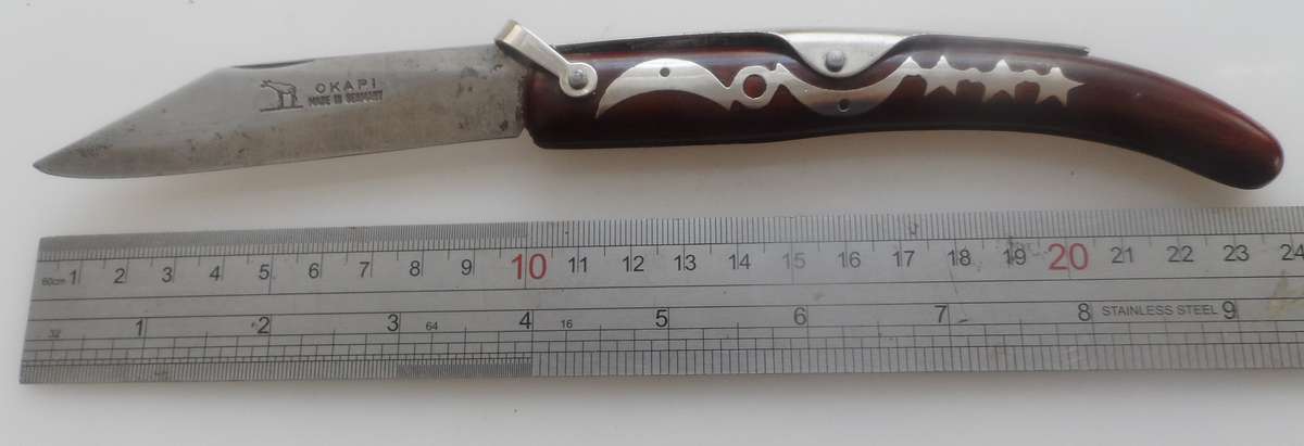 OKAPI RATCHET-LOCK CLASP / SLIPJOINT KNIFE , STAR & MOON , MADE IN GERMANY , AUTHENTIC VINTAGE since