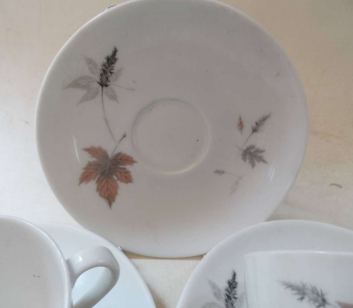 ROYAL DOULTON  SET OF 4  DEMITASSE  / ESPRESSO DUOS ' FALLING LEAVES ' PATTERN