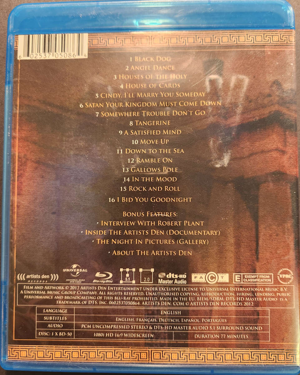 Robert Plant & The Band of Joy - Live From The Artists Den (Blu Ray)