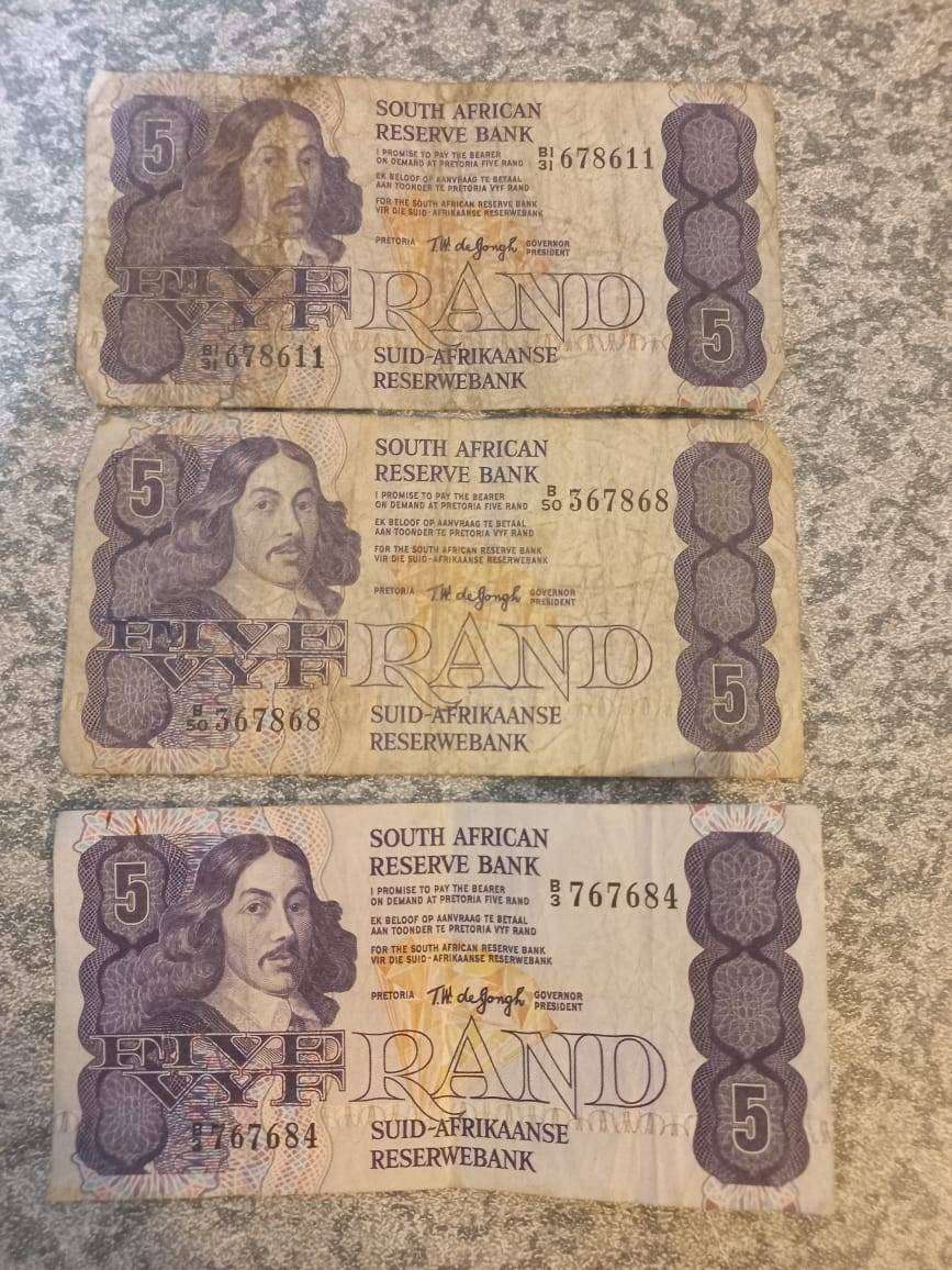 3 x R5 TW de Jongh well circulated notes