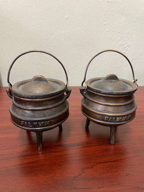 RARE - set of two vintage FALKIRK cast iron potjie pots