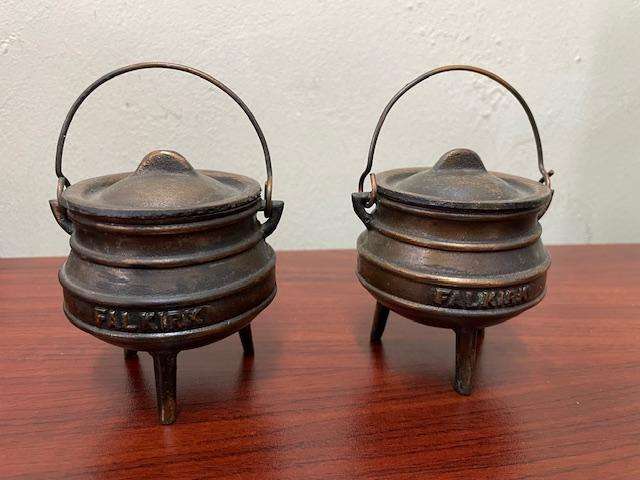 RARE - set of two vintage FALKIRK cast iron potjie pots