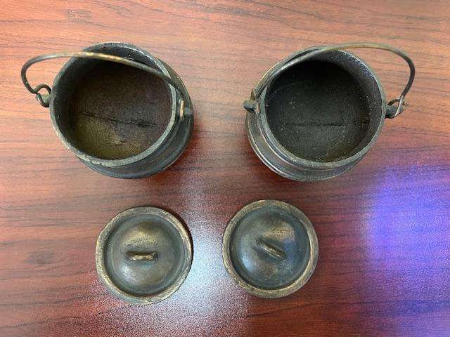 RARE - set of two vintage FALKIRK cast iron potjie pots