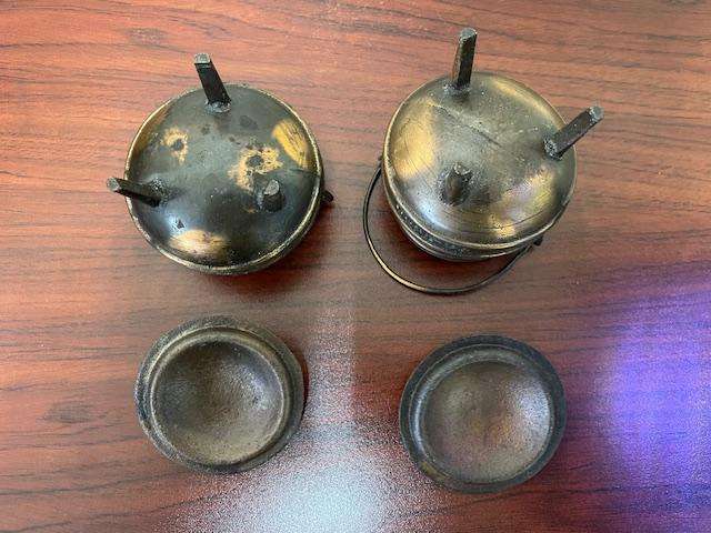 RARE - set of two vintage FALKIRK cast iron potjie pots